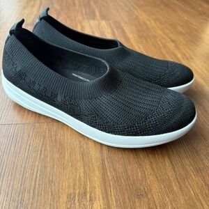 FitFlop Uberknit Slip On Ballet Flats Womens 9 Black Comfort Shoes Knit Cushion